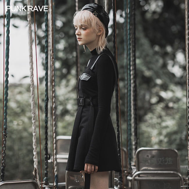 "Hardcore Girl" series military asymmetrical placket slip dress