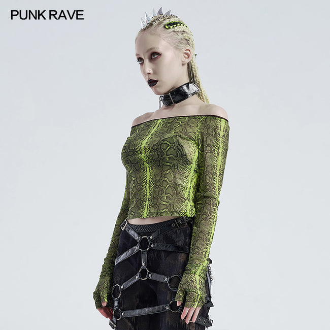 PUNK horizontal neck T-shirt