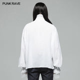 Men Gothic Partial Placket Lotus Leaf Loose Shirt With Standing Collar