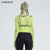 Personality punk perspective mesh t-shirt