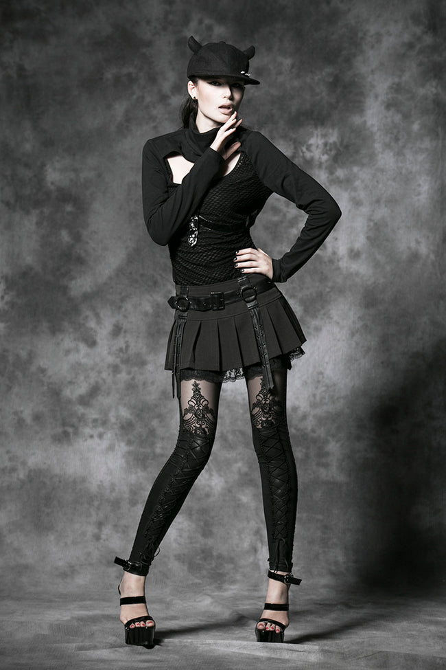 Women's Victorian Style Sexy Leather Gothic Leggings With Lace