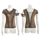 Steampunk Top Crocheted Strape Backless Punk Shirts For Women