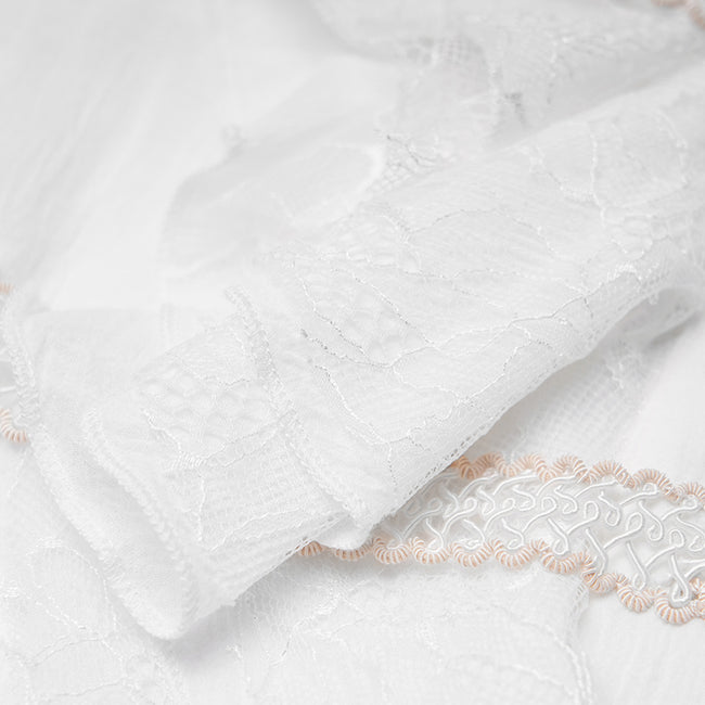 Men Gothic Partial Placket Lotus Leaf Loose Shirt With Standing Collar