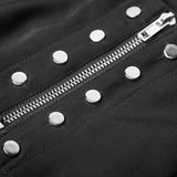 Punk Front Zipper Metal Nail Black Chiffon Short Pleated Skirt With Safety Anti-light Underwear