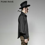 Great Black Striped Punk Shirts With Vertical Sense Plaids
