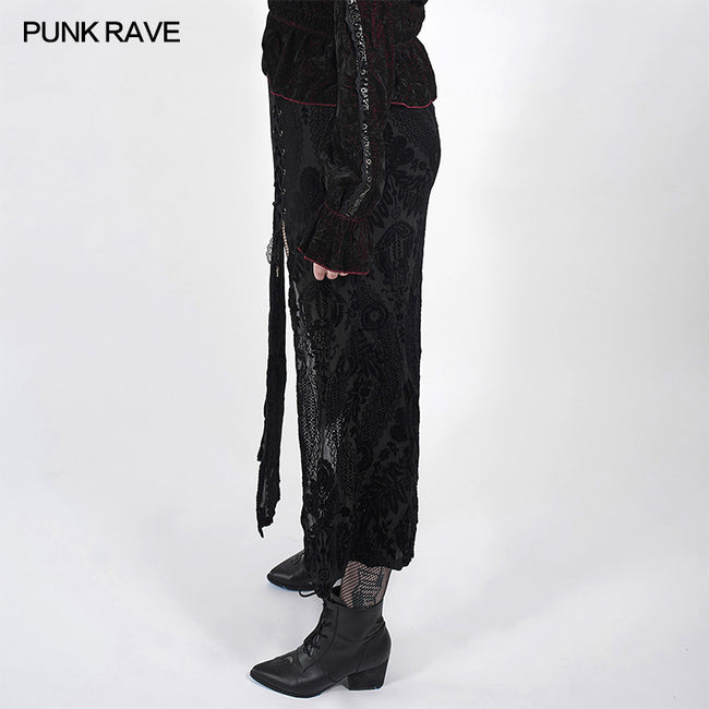 Swallow tail velvet slit skirt