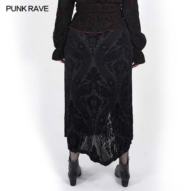 Swallow tail velvet slit skirt