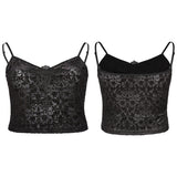 Sexy gothic velvet flower camisole