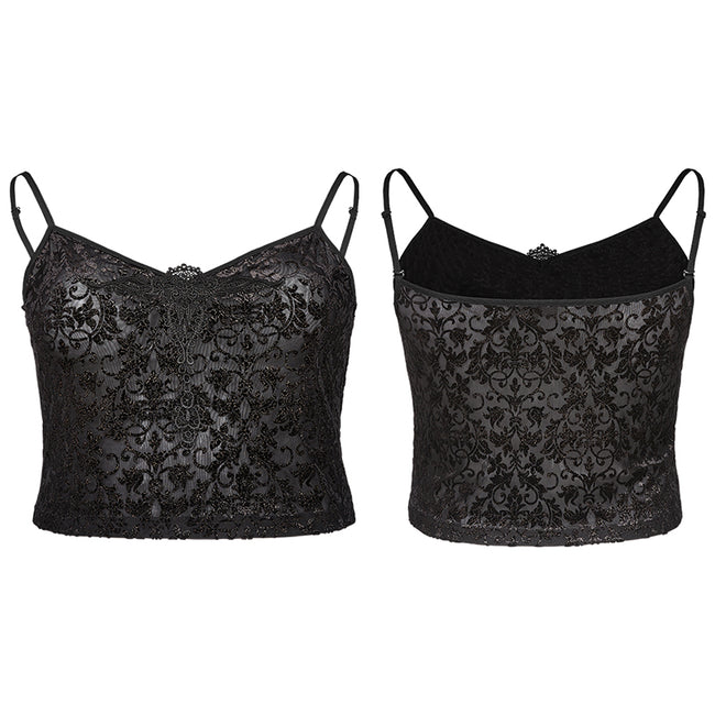 Sexy gothic velvet flower camisole