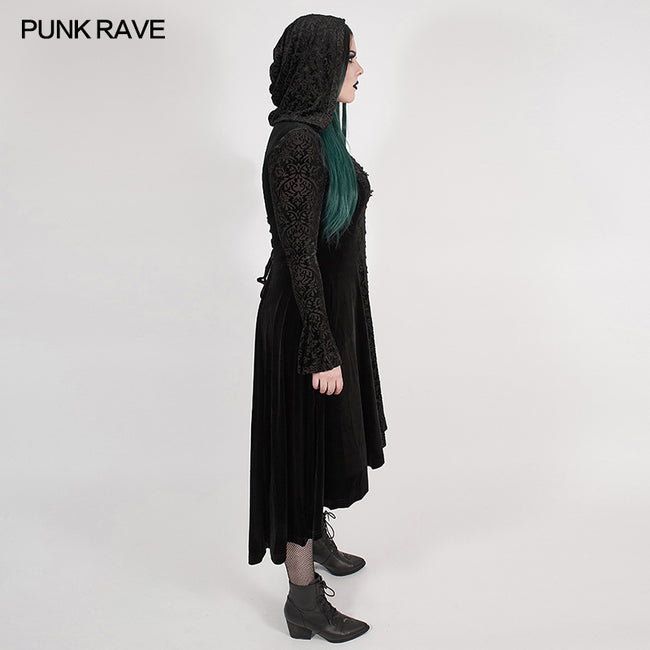 Chinoiserie Dark velvet burning out long coat