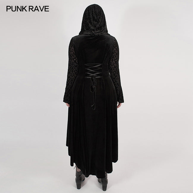 Chinoiserie Dark velvet burning out long coat