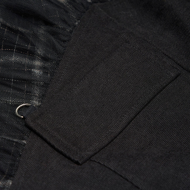 "PUNK" series mesh stitched plaid high-waisted skirt