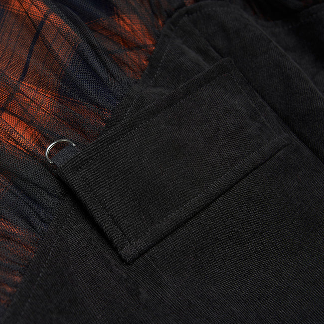"PUNK" series mesh stitched plaid high-waisted skirt