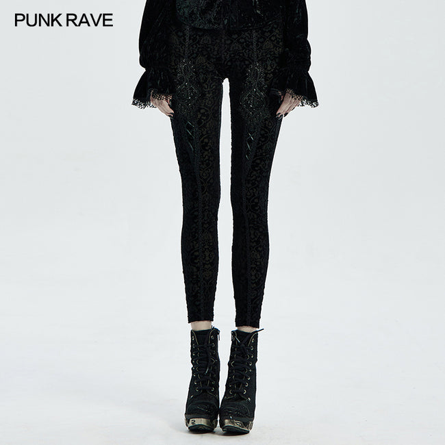 Gothic retro burn out flower leggings