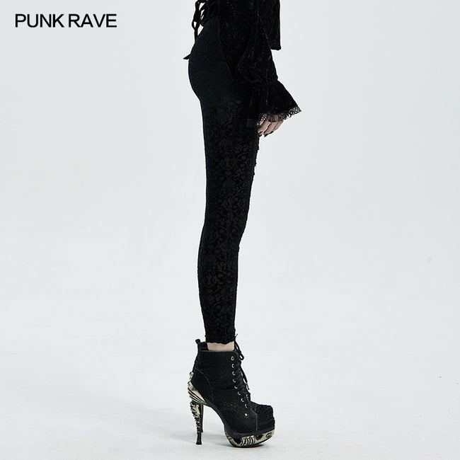 Gothic retro burn out flower leggings