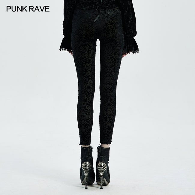 Gothic retro burn out flower leggings