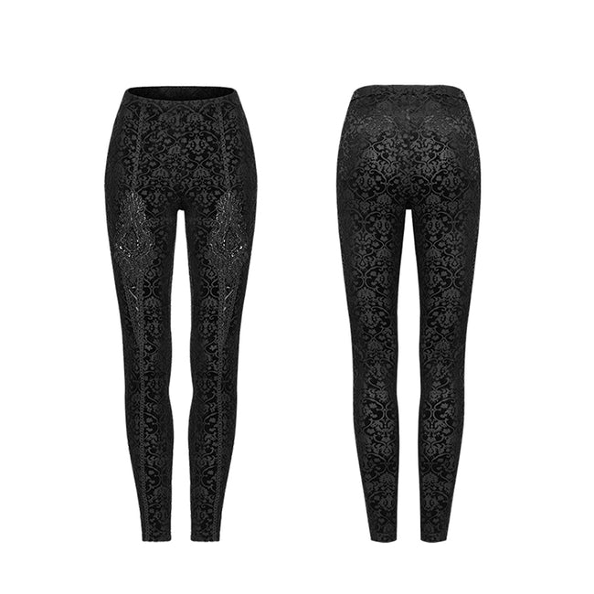 Gothic retro burn out flower leggings