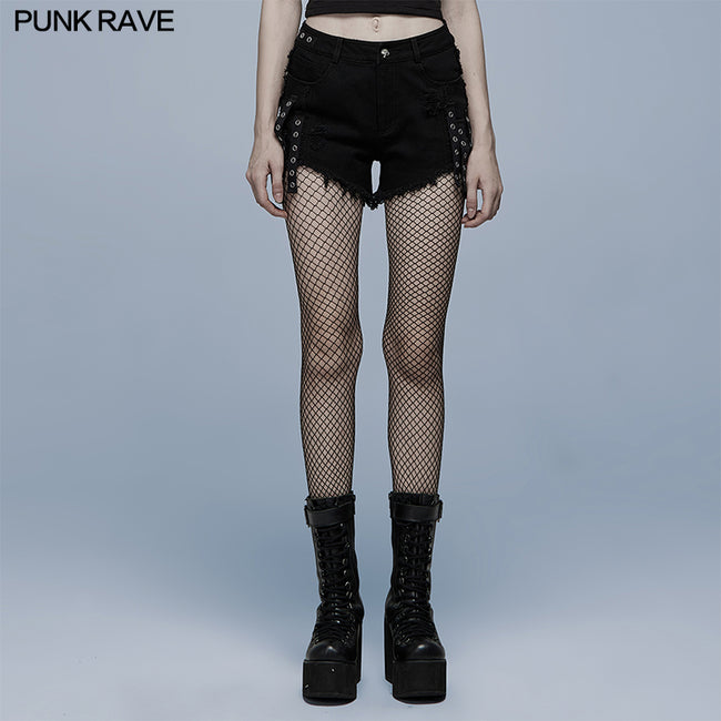 Gothic contrast color ragged jeans