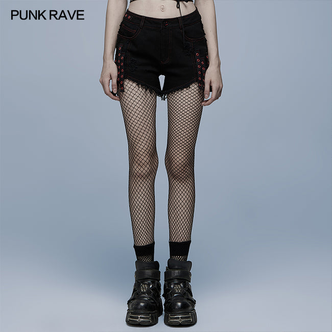Gothic contrast color ragged jeans