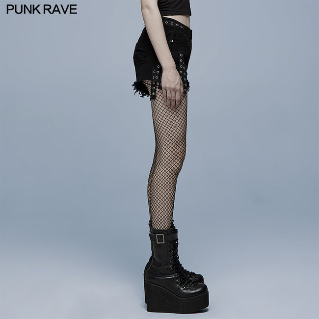 Gothic contrast color ragged jeans
