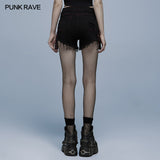 Gothic contrast color ragged jeans