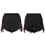 Gothic contrast color ragged jeans