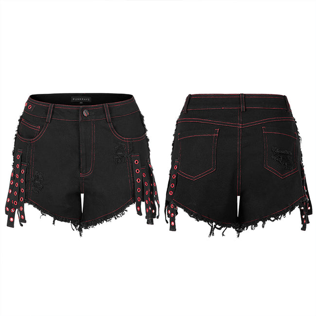 Gothic contrast color ragged jeans