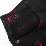 Gothic contrast color ragged jeans