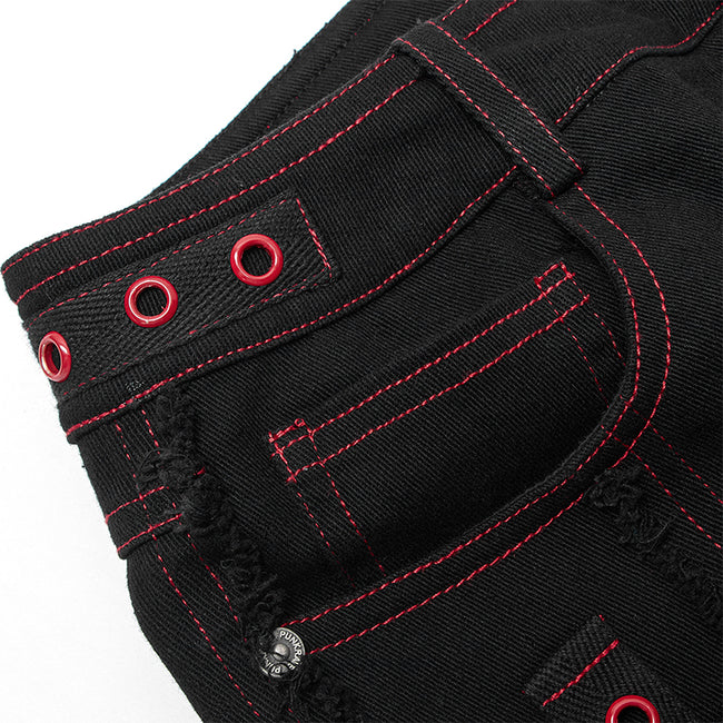 Gothic contrast color ragged jeans