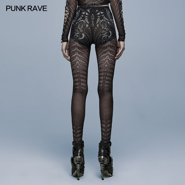 Goth skinny skeleton print Leggings
