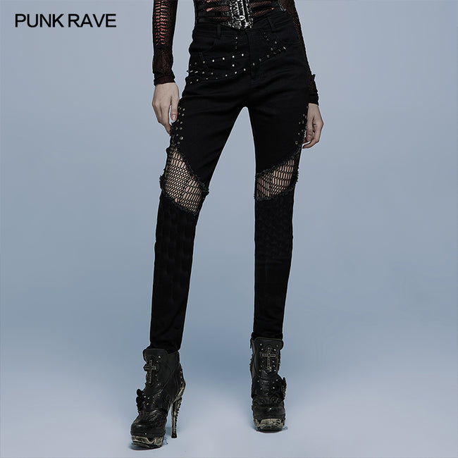 Punk heavy metal denim trousers