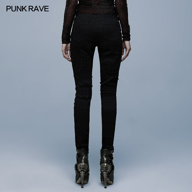 Punk heavy metal denim trousers