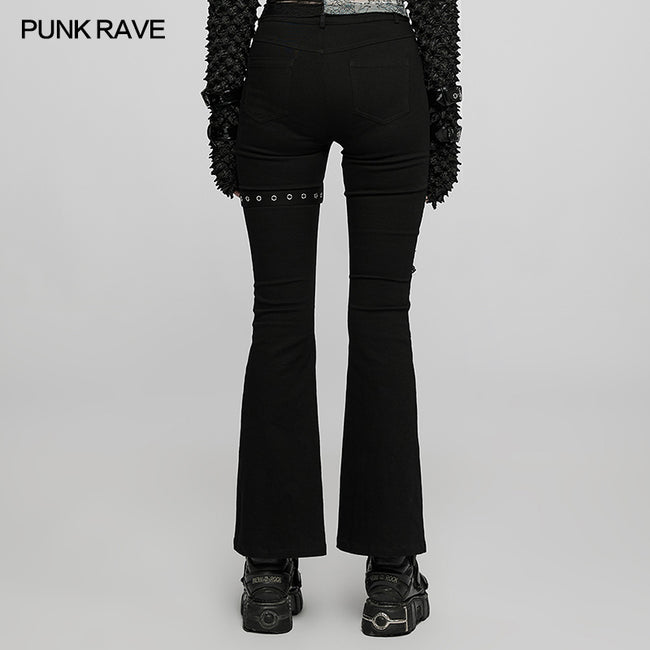 Gothic elastic flare pants