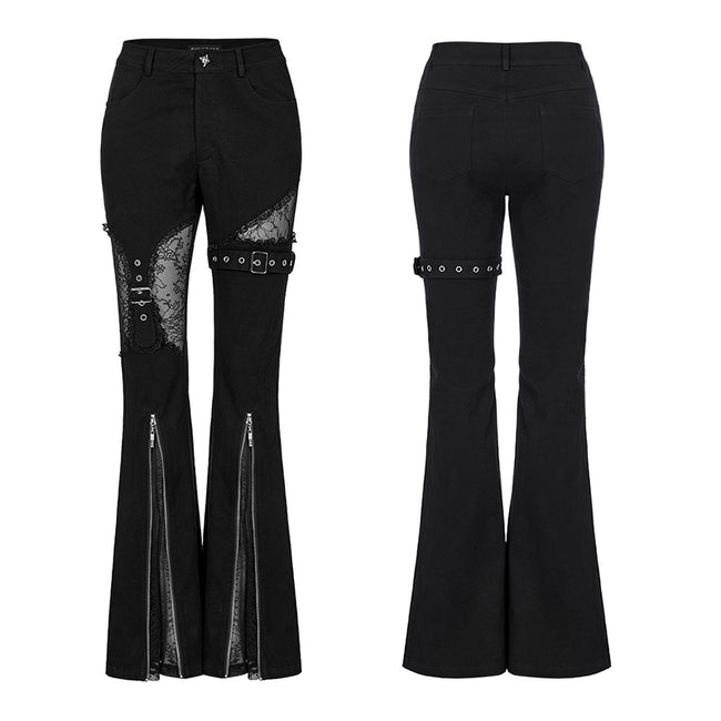 Gothic elastic flare pants