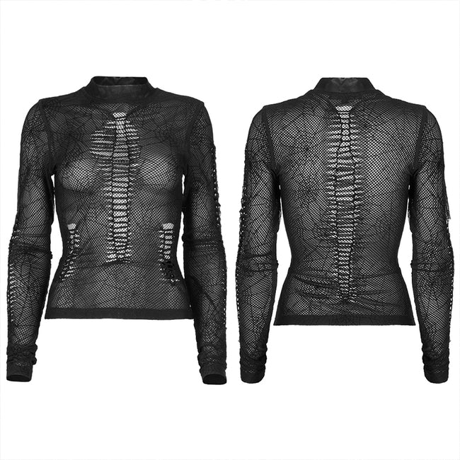 Gothic spider web printting perspective T-shirt
