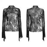 Gothic simple spliced lace T-shirt