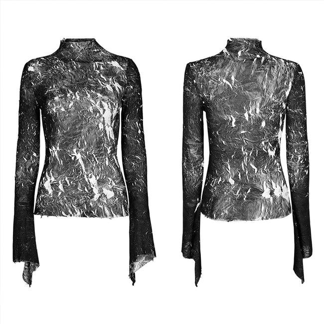 Dark wowen crimped T-shirt