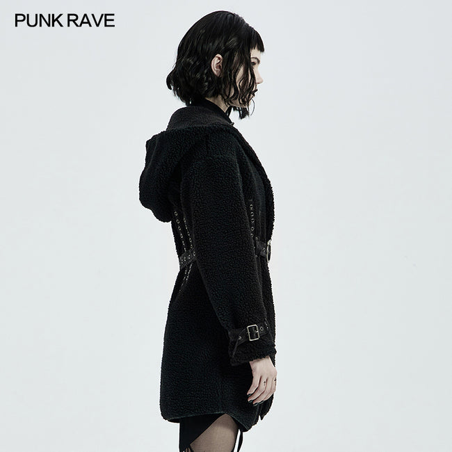 Goth Daily Wear Fleece Hooded Coat