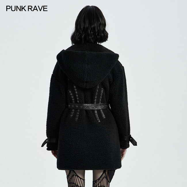 Goth Daily Wear Fleece Hooded Coat