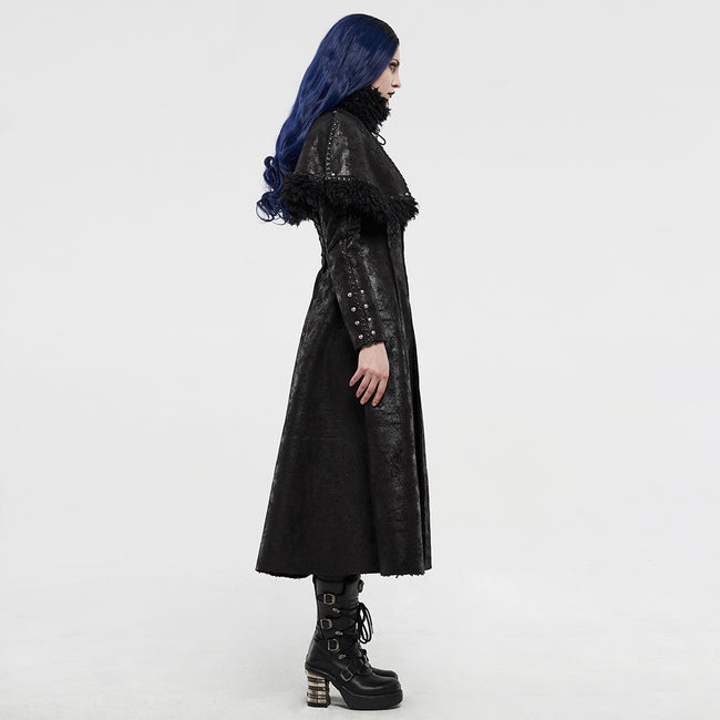 Gothic imitation fur long coat