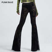 Black Gothic dark fringe flared trousers