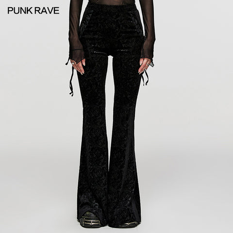 Goth Dark Texture Jacquard Flare Pants