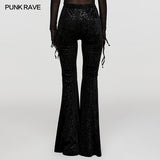 Goth Dark Texture Jacquard Flare Pants