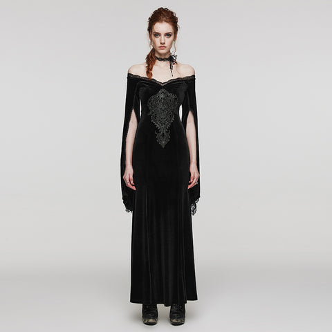 Goth V-neck velvet and laceDress