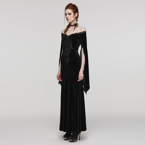 Goth V-neck velvet and laceDress