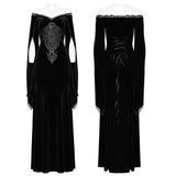 Goth V-neck velvet and laceDress