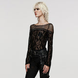 Goth bat flocked mesh T-shirt