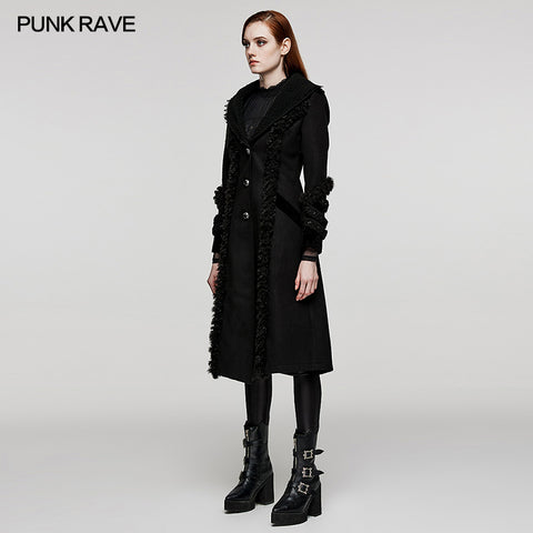 Goth plush-strips coat