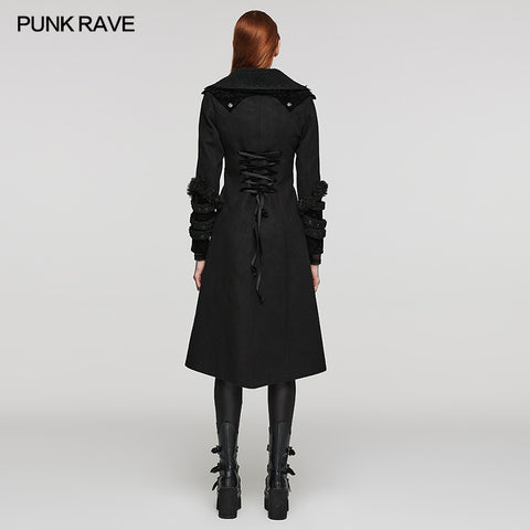 Goth plush-strips coat