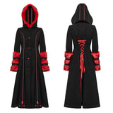 Winter Woolen Long Black Gothic Coat For Women Two Wear Imitation Fur Coat